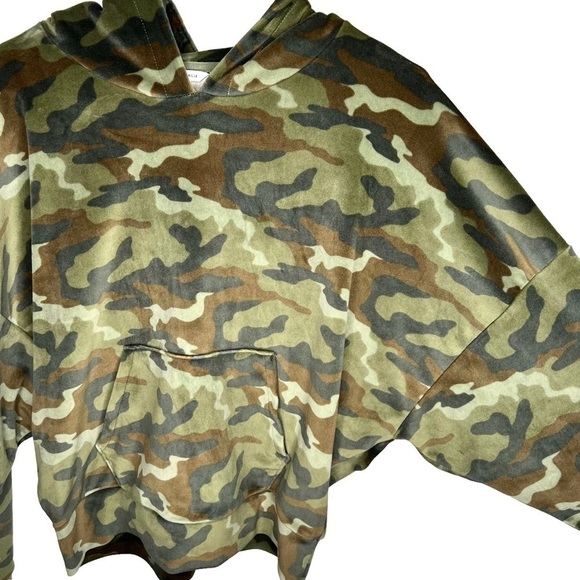 American Eagle Plush Soft Long Sleeve Hooded Camo Camouflage Pullover Sweatshirt - Picture 4 of 13